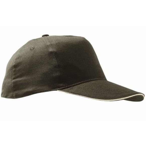 SOLS Unisex Sunny 5 Panel Baseball Cap / Army/Beige - Picture 1 of 5